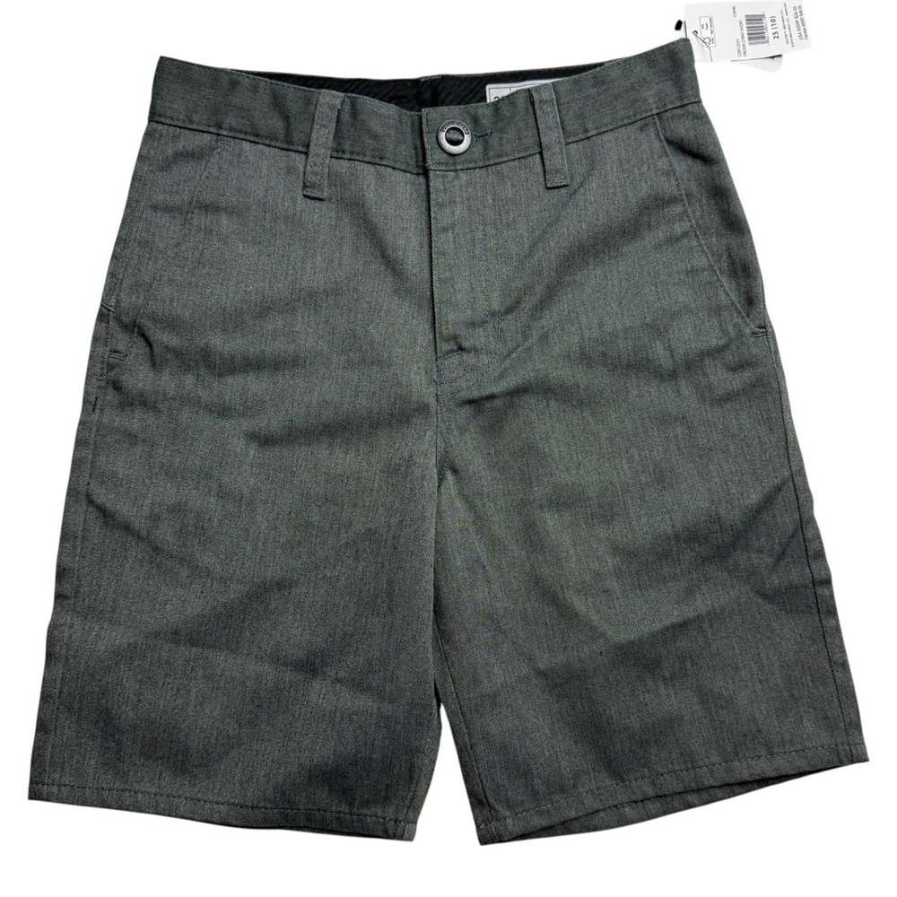 NWT Volcom Frickin Chino Shorts Youth Big Boys Size 10/25 Charcoal Heather Grey